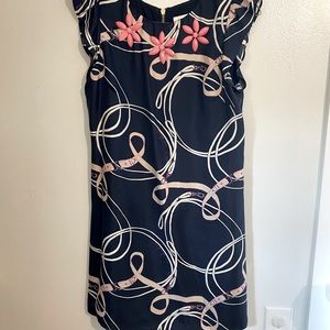 Sail to Sable Derby Dress, Navy with Coral Beading, Size 6